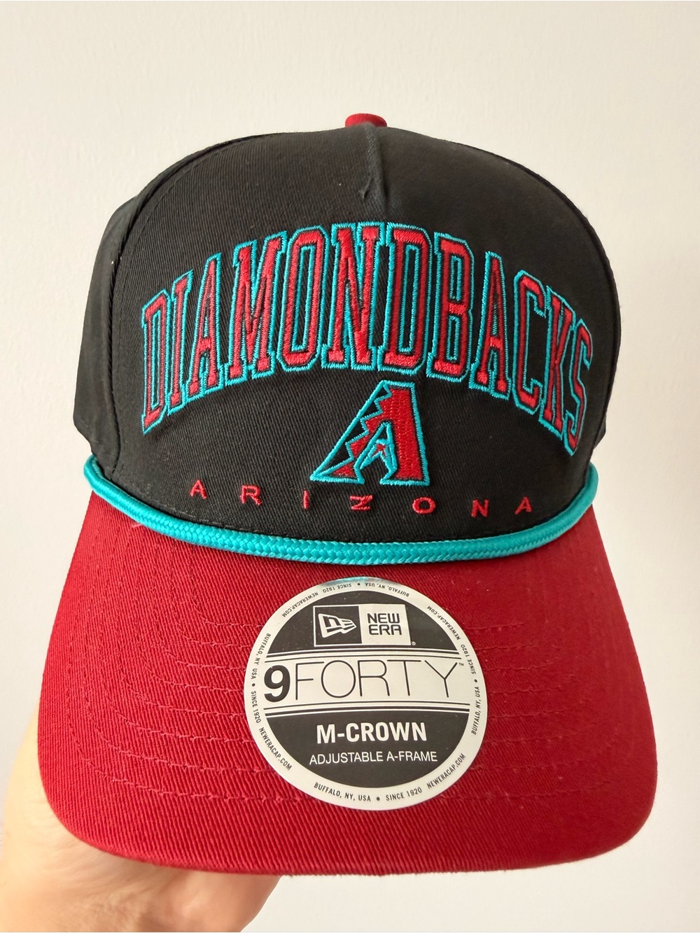 New Era Snapback Arizona Diamondbacks Black and Maroon Cap with Teal Trim